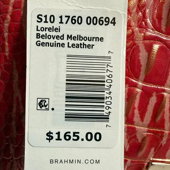 Brahmin Vibrant Coral-Pink with Gold accent Shoulder Bag - Picture 5 of 5